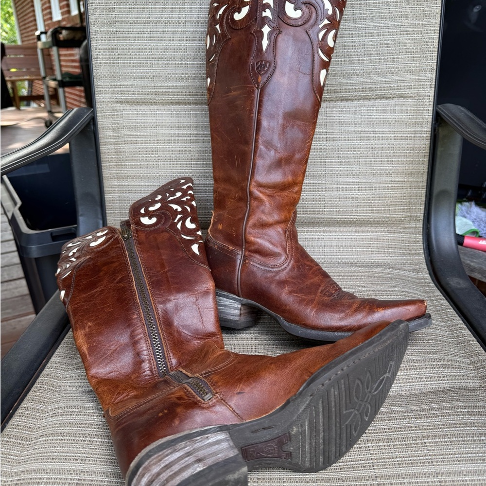 Ariat Brown Heeled Boots with Western Flair